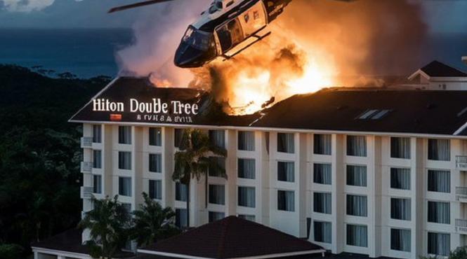 elicopter prabusit peste hotel australia elice piscina