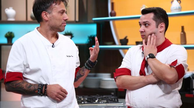 emotii coplesitoare aseara la chefi la cutite pentru michele raduta cu un punctaj eliminatoriu la proba individuala concurentul a fost salvat de chef richard abou zaki