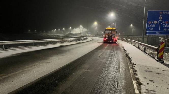 ninsoare drum circulatie trafic