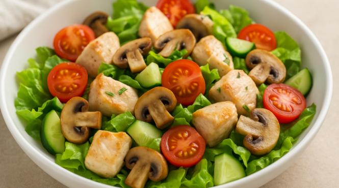 reteta salata pui ciuperci face 15 minute racoreste instant