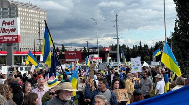 protest pro ucrainean organizat alaska summitul trump putin