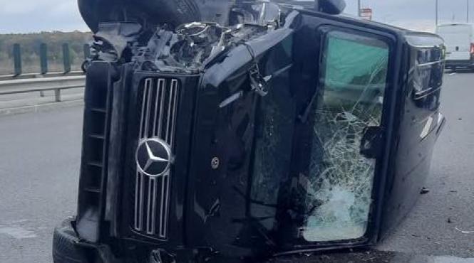 accident autostrada a3 masina rasturnat coliziune autoturism