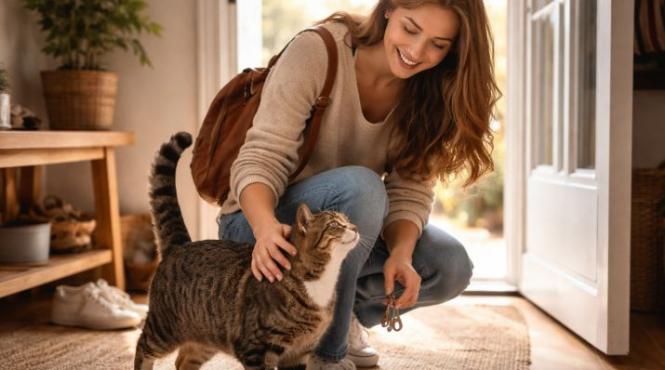 de ce te intampina pisica la usa in fiecare zi