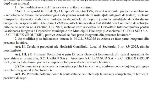 vin scumpirile si in sectorul 6 tariful pentru tratarea deseurilor ar putea fi modificat