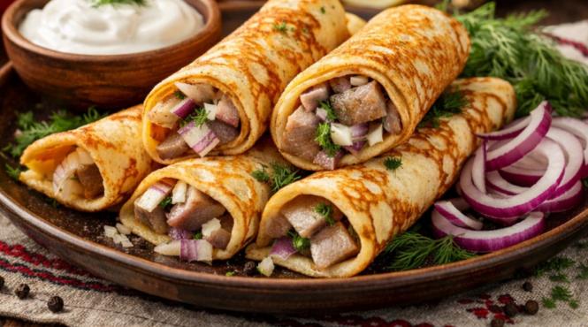 clatite rusesti cu hering si ceapa traditia care cucereste gurmanzii