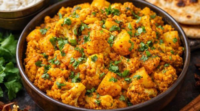 aloo gobi cartofi si conopida cu condimente indiene