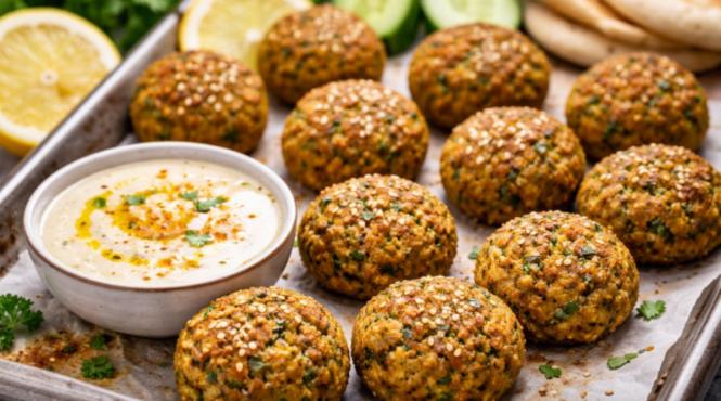falafel la cuptor reteta simpla cu naut si verdeturi