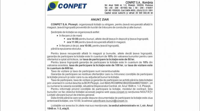 anunt ziar conpet 3 aprilie