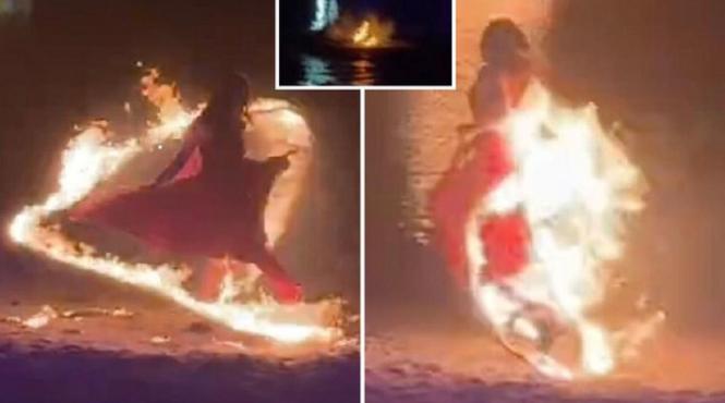 dansatoare luat foc spectacol