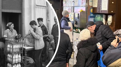 Cozile la lapte au revenit în București. De ce stau oamenii din nou la rând: „Nu mai găsești așa ceva”