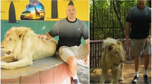 Animalul sălbatic pe care un uriaș sportiv l a luat la ”plimbare” pe stradă. Care a fost motivul