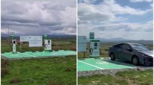 O stație pentru mașini electrice, pusă în câmp, fără drum de acces. Primar, despre investiția de 100.000 de euro: „Nu totul e perfect”