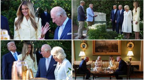 Regele Charles și Regina Camilla au fost așteptați de Donald Trump cu un stup de albine de forma Casei Albe