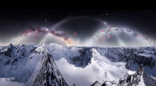 O noapte la minus 28 de grade, pe un vârf de 4.200 de metri, pentru a fotografia triplul arc al Căii Lactee. Imaginea e spectaculoasă