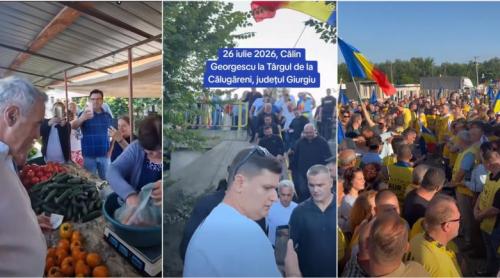 Călin Georgescu și a regizat o nouă vizită la târg. A cumpărat roșii de 10 lei, oamenii l au ironziat: „Spuneți ceva în limba bătrână”