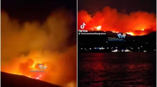 Flăcări uriașe pe una dintre cele mai cunoscute insule din Grecia. Au fost ordonate evacuări